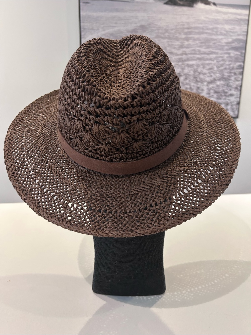 Banana Republic Brown Crochet Straw Sun Hat